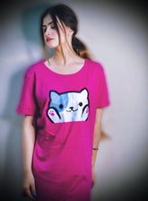Ladies Soft Cotton Jersey Long Tees  (pink)